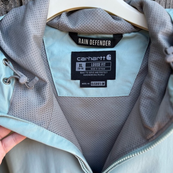 Carhartt Rain Defender, Womens XL, Shaded Spruce/Blue Surf Anorak Rain Jacket - Picture 10 of 10